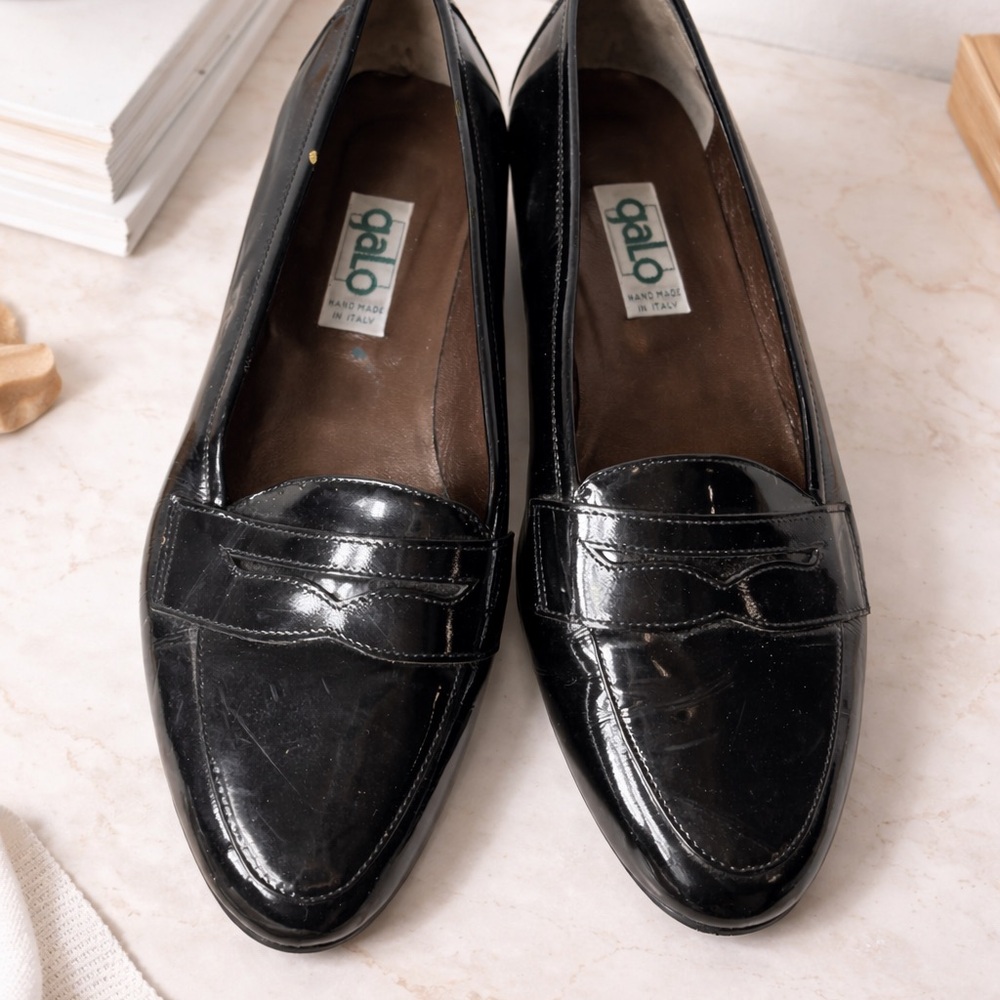 Galo Handmade in Italy Black Patent Leather Loafers